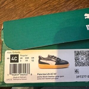 Puma Kids Palermo Leather Sneaker in Gray and Gum